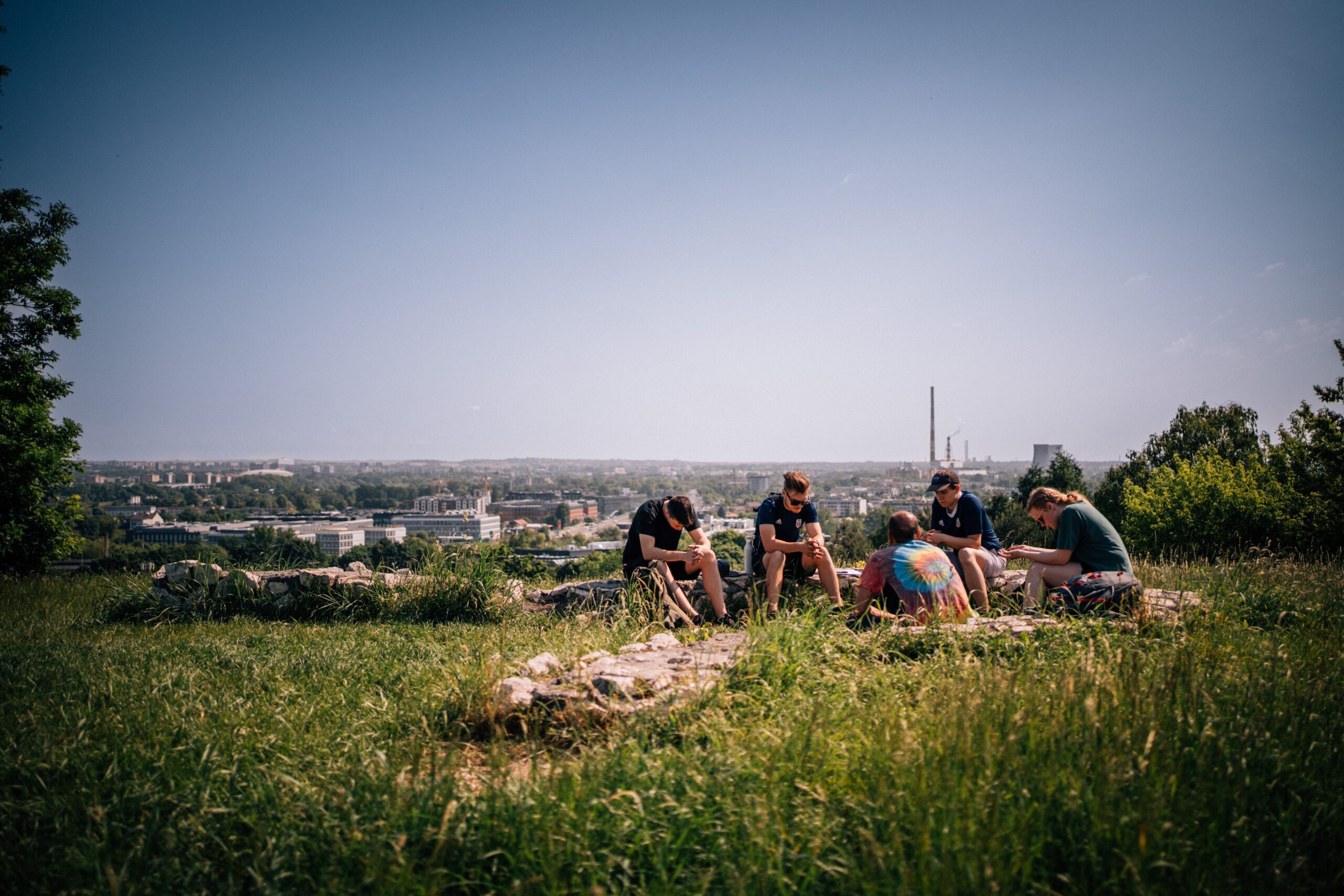 A group of young people on a hill